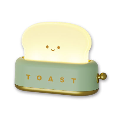 LED Night Light Toaster Modern Design Timer Adjustable Brightness Rechargeable Power Source Best Gift Women Boys Small Bedroom