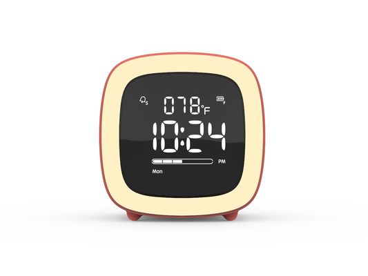 Modern Cute Baby Quartz Alarm Clock with Night Light Digital Bedside Clock for Kids Girl's Bedroom TV Inspired Design