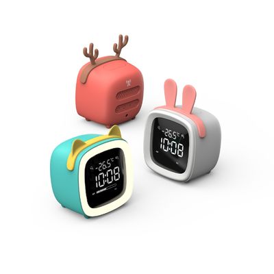Modern Cute Baby Quartz Alarm Clock with Night Light Digital Bedside Clock for Kids Girl's Bedroom TV Inspired Design