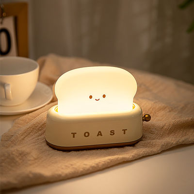 LED Night Light Toaster Modern Design Timer Adjustable Brightness Rechargeable Power Source Best Gift Women Boys Small Bedroom