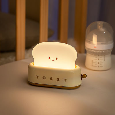 LED Night Light Toaster Modern Design Timer Adjustable Brightness Rechargeable Power Source Best Gift Women Boys Small Bedroom
