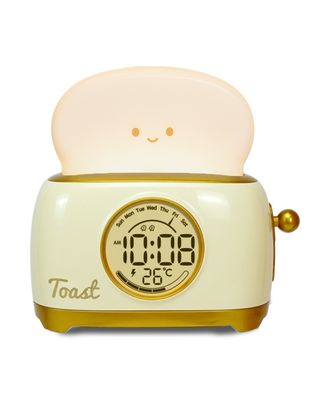 Toaster Lamp LED Night Light,Cute Bedroom Lamp, Alarm Clock &amp; Adjustable Brightness,Best Gifts for Women Boys Teenagers